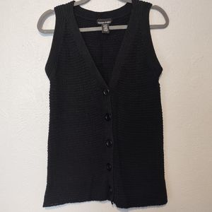 Black Button Up Sweater Vest